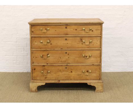 A George III Pine Chest of Four Graduated Drawers A George III Pine Chest, the moulded rectangular top above four graduated d