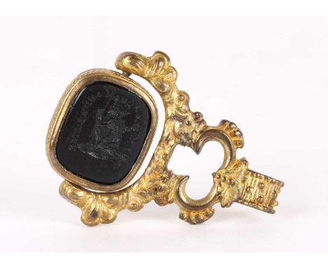 History of Slavery & Abolitionism Interest A Rare Double Sided Anti-Slavery Intaglio Carved Gilt-Metal Fob Seal A Rare Double