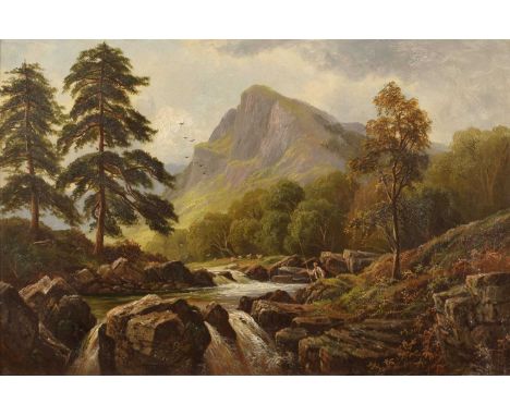 Albert Dunington (British 1860-1928) "Near Pont-y-Pair, Betws-y-Coed" Signed and dated '90, titled on verso, oil on canvas.60