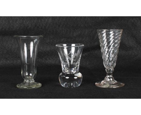 A Group of Three 18th-19th Century Glasses A Group of Three 18th-19th Century Glasses, comprising a dwarf ale glass with twis