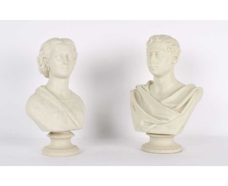 A Pair of Mid-19th Century Parian Busts by Copeland Depicting Queen Victoria and Prince Albert A Pair of Mid-19th Century Par