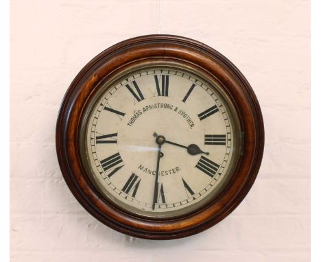 A Late Victorian Oak Cased 12" Wall Clock by Thomas Armstrong & Brother of Manchester A Late Victorian Oak Cased 12" Wall Clo