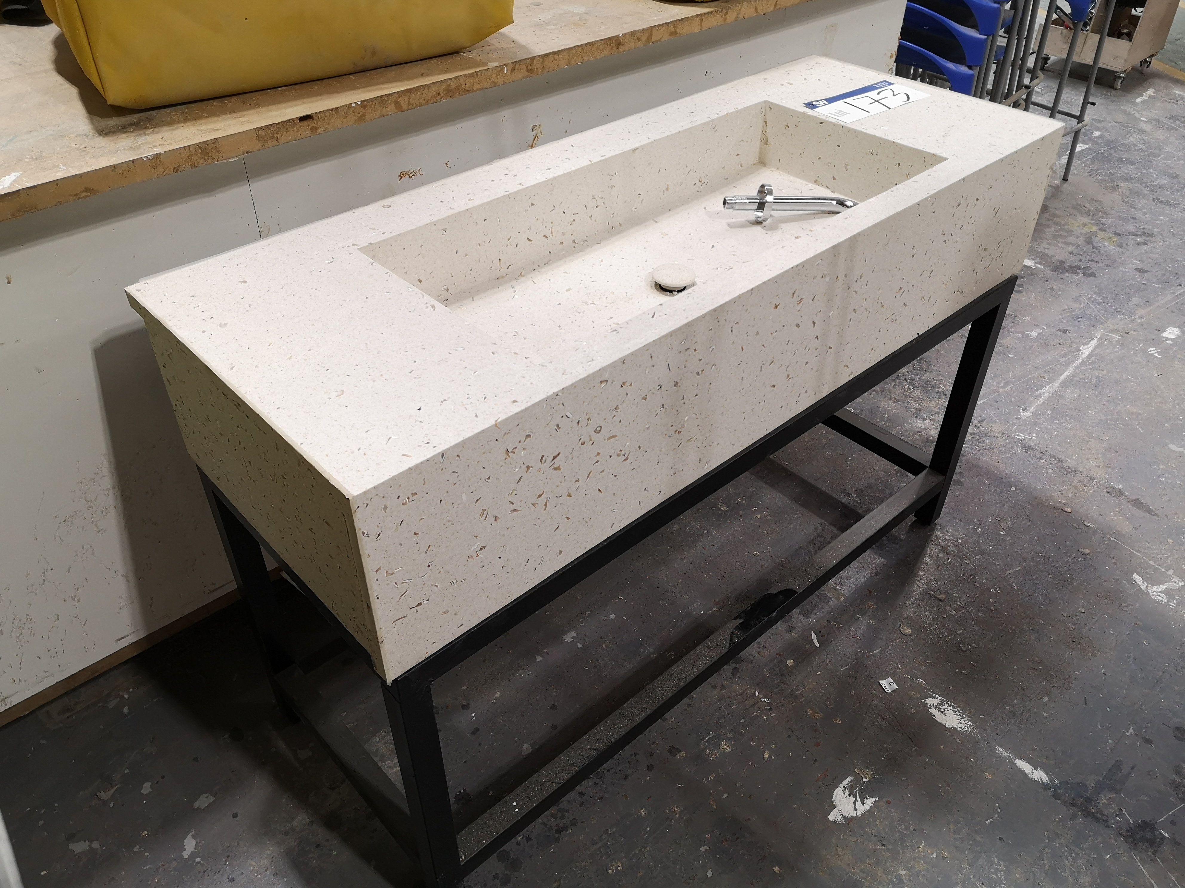 Stone Effect Composite Bathroom Sink Unit Approximately, 1.32m x 0.5m x