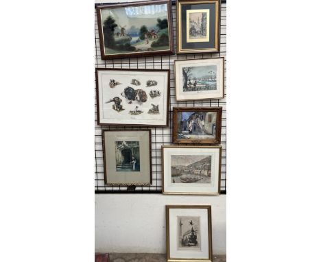 J L BorehamHarbour SceneWatercolourSigned Together with an etching after E.J. Maybery of Eros in Picadilly, London, an H T Wy
