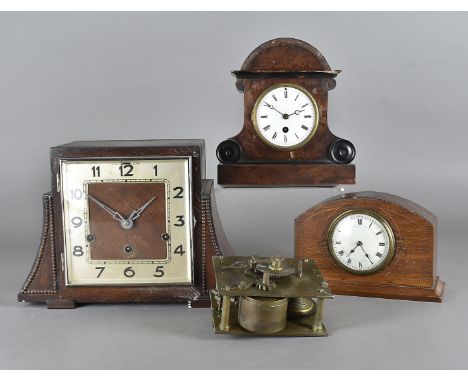 A 19th Century mahogany single fusee wall clock, with brass movement and stained beech case in need of restoration together w