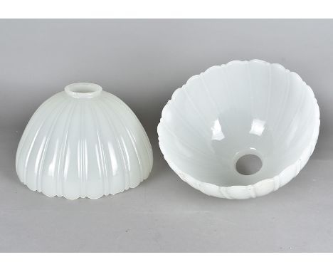 Six large opaque glass lamp shades, 30.5 cm diameter, AF (6) 