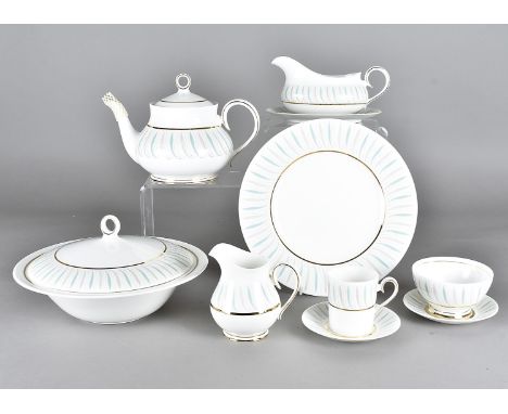 A collection of Ridgway 'Caprice' pattern tea and dinner ware, including a tureen and cover, cups and saucers, gravy boats, a