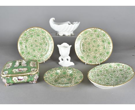 A small collection of Spode ceramics, comprising dishes and plates, together with a Staffordshire vase, plus two other cerami