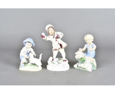 Three Royal Worcester Month figures, modelled by F C Doughty, May, September and December (3) 