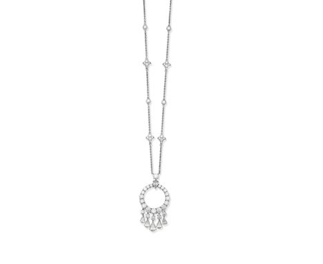 GRAFF: DIAMOND 'GYPSY' NECKLACESet with pear and brilliant-cut diamonds, the chain set at intervals with brilliant-cut diamon