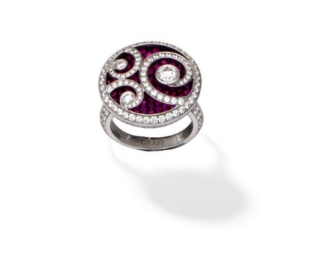 GRAFF: RUBY AND DIAMOND 'DIAMOND ON DIAMOND' RINGSet with circular-cut rubies, and brilliant-cut diamonds, diamonds 2.41cts t