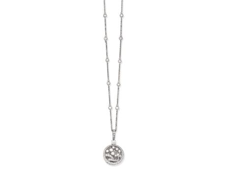GRAFF: DIAMOND 'WAVE' PENDANT/NECKLACEPendant of circular design, set with brilliant-cut diamonds, suspended from a chain wit