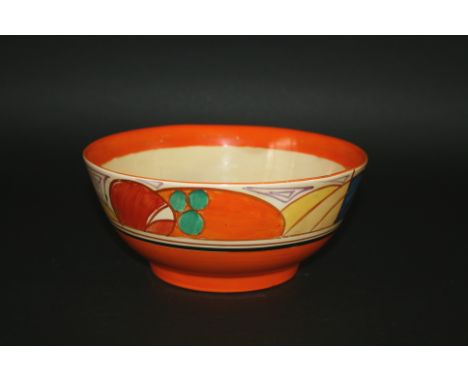 CLARICE CLIFF BOWL in the Melon design, also with a Clarice Cliff Ravel side plate. Bowl marked, Fantasque by Clarice Cliff, 