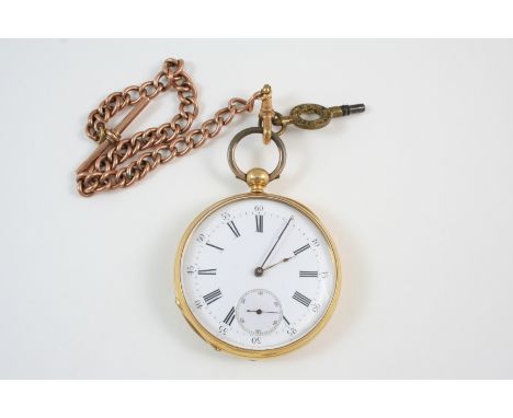 A GOLD OPEN FACED POCKET WATCH BY VACHERON & CONSTANTIN the white enamel dial with Roman numerals and subsidiary seconds dial