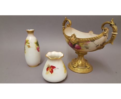 Worcester Bowl and Two Vases ( One By K.Blake )