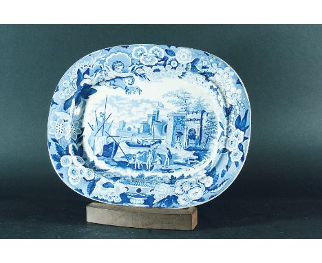 Don Pottery named Italian Views Blue & White Platter, Port of Alicata (1)