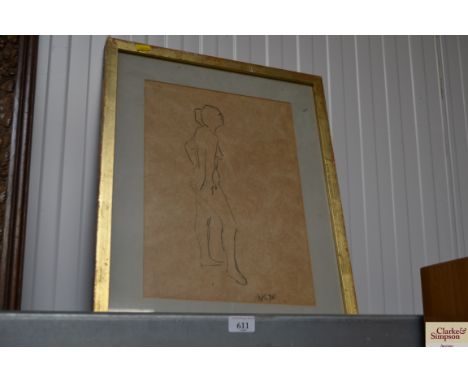 A framed glazed sketch initialled MK dated 70
