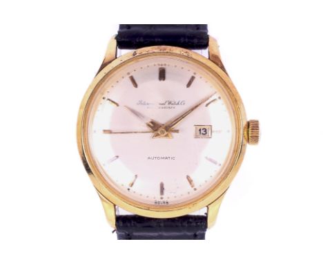 A vintage International Watch Company gentlemans wrist watch. Automatic movement, the silvered dial with gilt baton hour mark