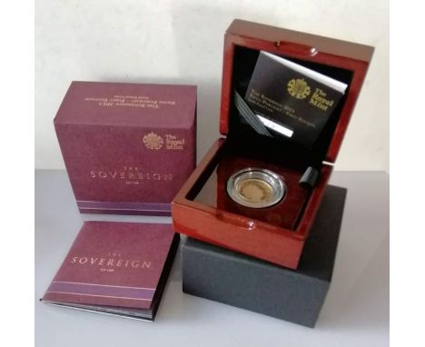 The Royal Mint - The Sovereign 2015 Fifth Portrait, First Edition, gold proof coin with all original packaging, CoA 5529