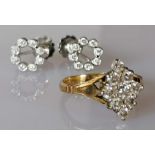 An 18ct yellow gold diamond cluster ring, the nine round-cut diamonds approximately 0.45 carats, siz