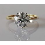 A single stone diamond ring, the round brilliant-cut diamond approximately 8.84 x 8.44 x 5.43mm, we