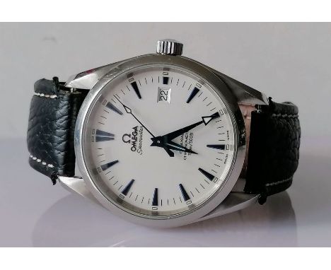 An Omega Seamaster Aqua Terra 150M Co-axial Chronometer automatic watch, 39mm stainless steel case, silvered dial, tapered bl