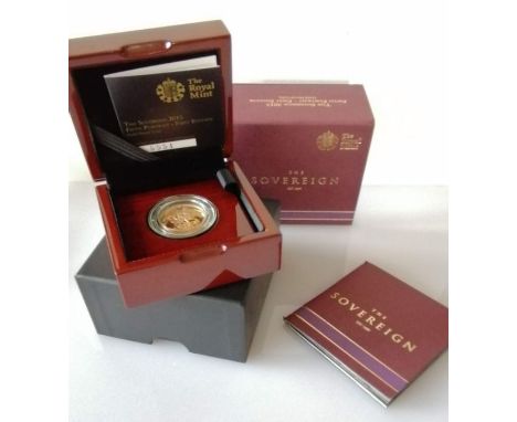 The Royal Mint - The Sovereign 2015, Fifth Portrait, First Edition, gold proof coin with all original packaging, CoA 5551