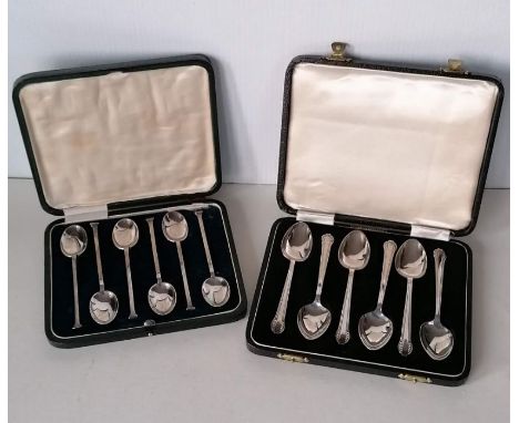 A set of six George V silver coffee spoons by Cooper Brothers &amp; Sons Ltd, Sheffield, 1917 and a set by Barker Brothers Si