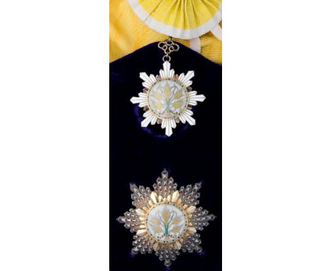 *China, Republic, Order of the Golden Grain, Second class set of insignia, comprising sash badge, in silver-gilt and enamels,