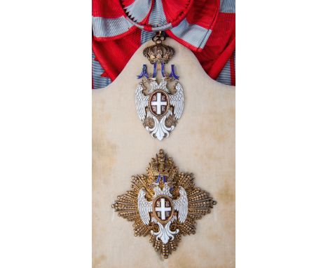 *Serbia, Order of the White Eagle, Civil Division, type 2 (1903-41), Grand Cross set of insignia, by Arthus Bertrand, Paris, 