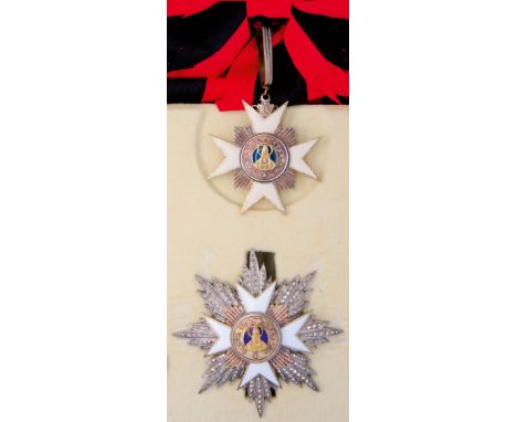 *Vatican, Order of St Sylvester, Grand Cross set of insignia, by S. Johnson, Milan, comprising sash badge, in silver-gilt and