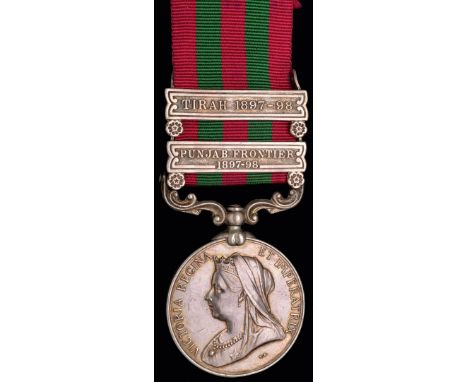 *India General Service, 1895-1902, 2 clasps, Punjab Frontier 1897-98, Tirah 1897-98 (4738 Pte W. Connor 2d Bn K. O. Sco. Bord