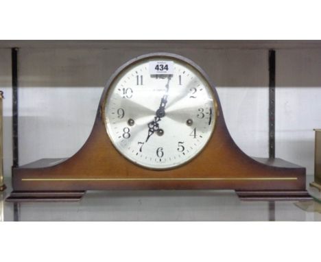 A 20th Century polished walnut cased Napoleon hat mantel clock with dial marked for H. Samuel and Franz Hermle floating balan