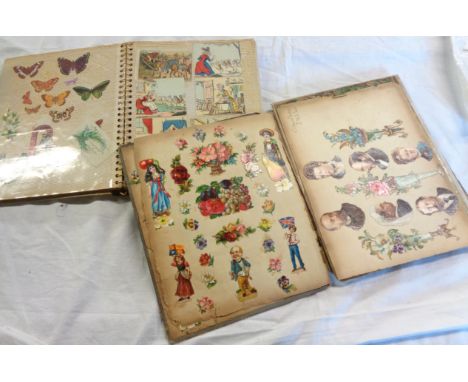 An Edwardian album containing clip art and a vintage album with similar content