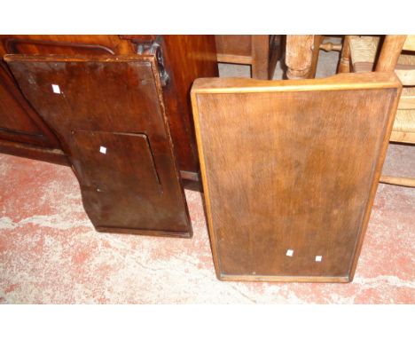 Two vintage stained wood folding bed trays
