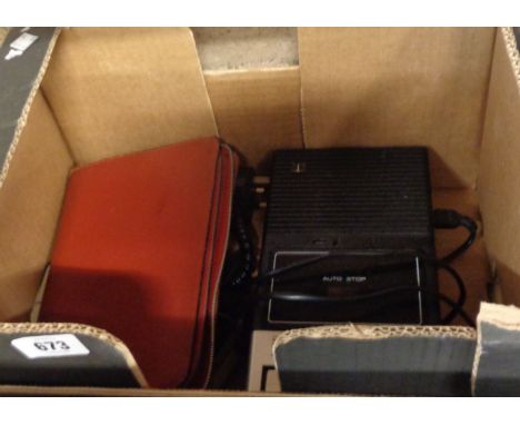 An Ultra cassette recorder, red leather stationery wallet, etc.