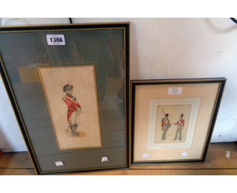 R. Simkin: a watercolour, depicting two soldiers - signed and inscribed "3rd (The Buffs) Regiment of Foot - sold with another