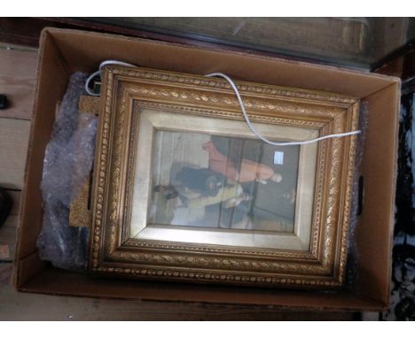 An ornate gilt framed coloured print after W. E. Lockhart - sold with three framed monochrome Bath prints and two small frame