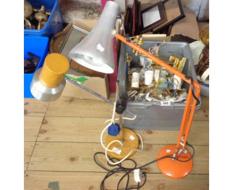 An Anglepoise lamp with stripped shade - sold with an adjustable desk lamp - various condition