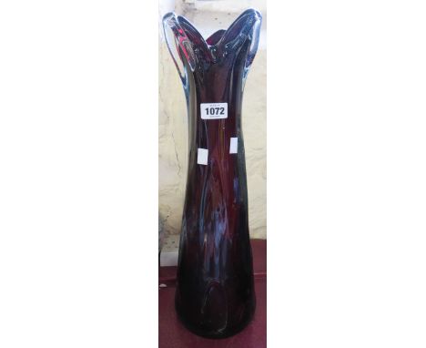 A large continental art ruby glass vase