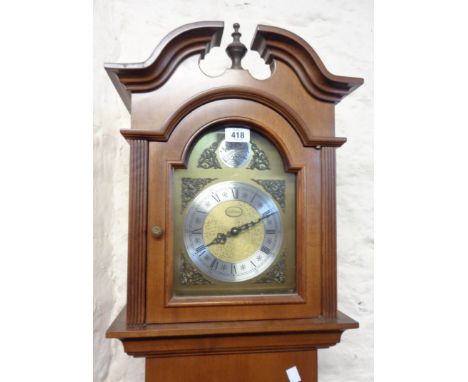 A 20th Century Artime reproduction walnut longcase clock with glazed door to trunk and triple weight driven eight day chiming