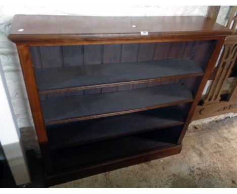 A 4' late Victorian mahogany four shelf open bookcase, three being adjustable, set on plinth base