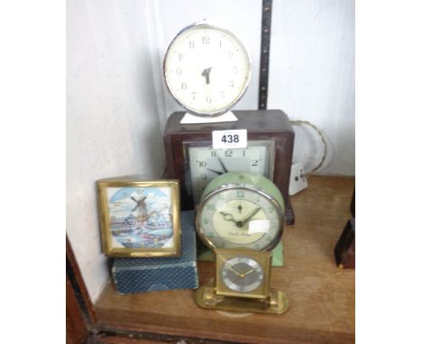 Six small vintage timepieces including Smiths Alarm, Europa, etc. - various condition