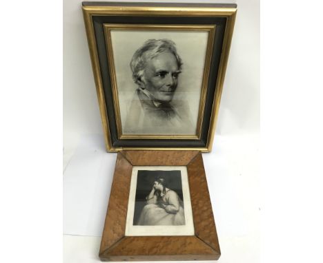 A framed pencil sketch of a gentleman, dated 1863 and a Victorian print, 'Meditation'.Approx 42x51cm