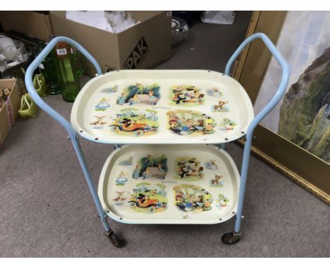 A circa 1950's Disney tea trolley, a sewing machine and a typewriter (3).