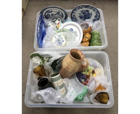 Two boxes of mixed ceramics including Carltonware and Sylvac