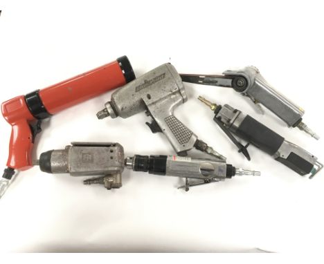 A collection of assorted air tools including blue-point impact gun, sander drill etc (untested)