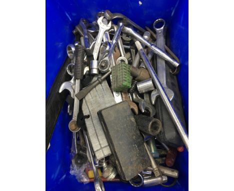 A box containing a large collection of Spanner’s and sockets including Teng Tools, Hilda, Britool, Bergen etc together with t