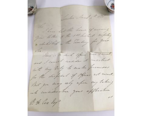 An interesting 1828 letter signed by Wellington who was Leader of the House of Lords and First Lord of the Treasury at the ti