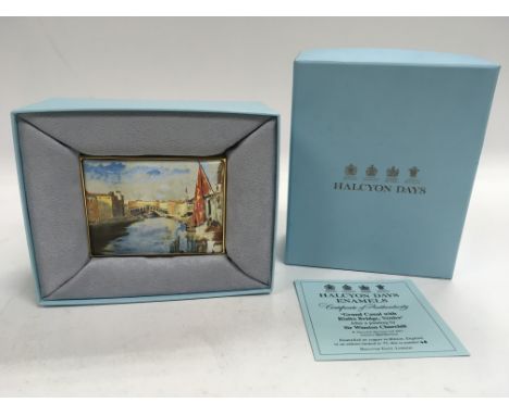 A limited edition (of 75) ‘Halcyon Days’ enamel decorated after a painting by Winston Churchill ‘Grand Canal With Rialto Brid